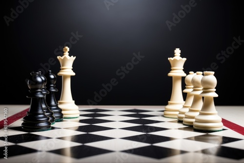 chessboard with both black and white king pieces side by side