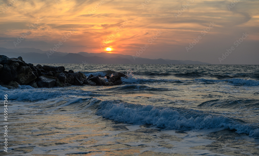 Obraz premium beach on the Mediterranean coast autumn 2023 30