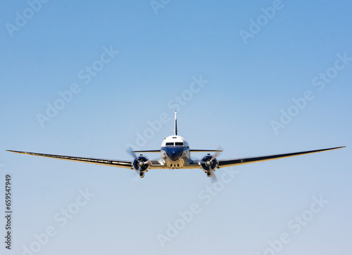 Twin engine airplane, retro, vintage old airplane photo