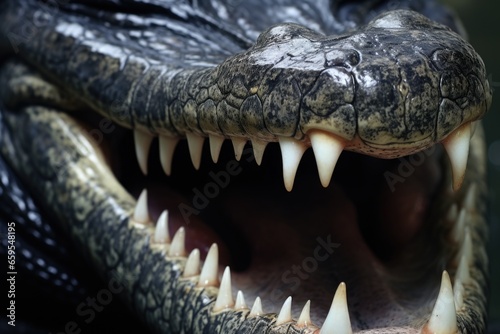 close-up of fierce-looking crocodiles mouth