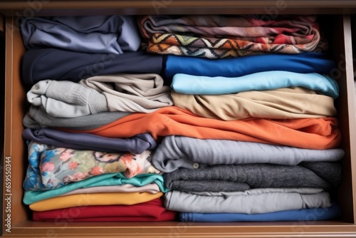 few neatly folded clothes in a drawer