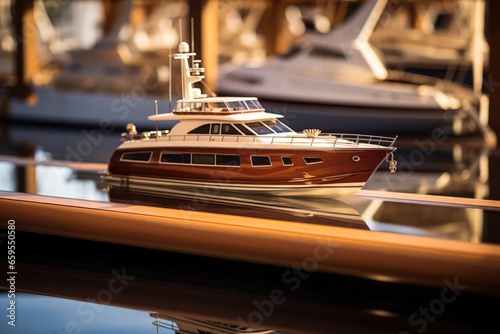 insurance policy for a boat, staged next to a yacht model