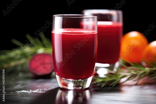 Wallpaper Mural beetroot and carrot juice in a glass, focus on bubbles Torontodigital.ca