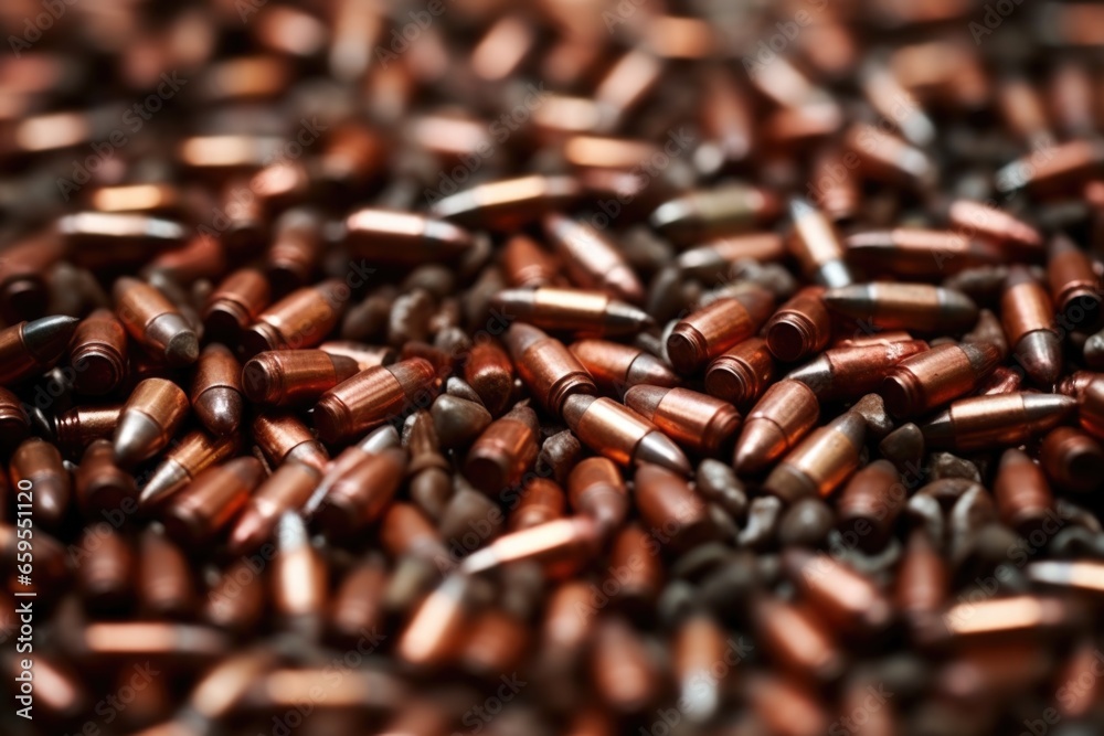 a ground close-up of scattered bullets