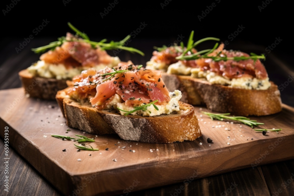 close-up of a bit taken from a bruschetta with fig and cheese close-up of a bit taken from a bruschetta with fig and cheese