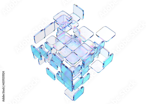 Background design, abstract geometric blocks, 3d render © VAlex