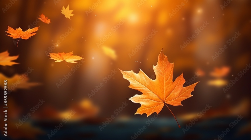 Realistic falling leaves. Autumn forest maple leaf in september season, flying orange foliage from tree on ground background Realistic falling leaves. Autumn forest maple leaf in september season, flying orange foliage from tree on ground background