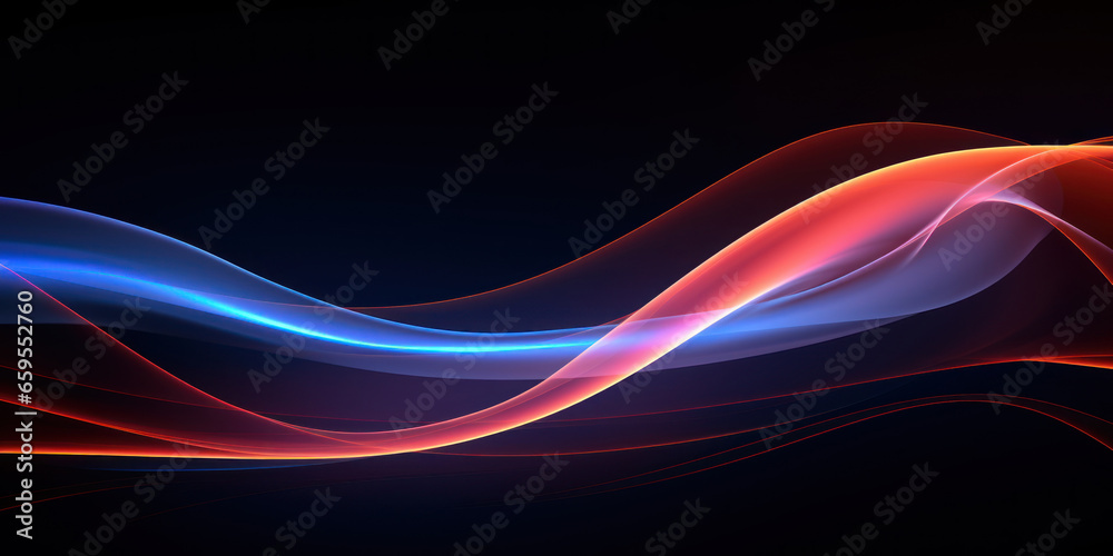 Fototapeta premium Bright, flowing neon waves create a lively and futuristic pattern.