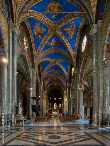 The central nave of Santa Maria sopra Minerva gothic styled church in Rome, Italy