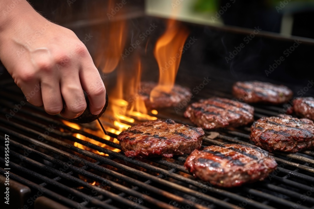 hand grilling patties for burgers on bbq grill hand grilling patties for burgers on bbq grill