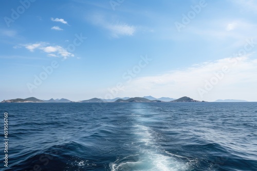 distant land viewed from a boat at sea