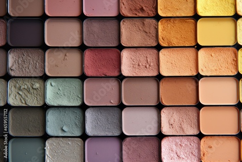 Fotografering an array of different shades of eyeshadows on a palette