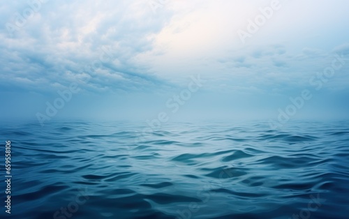 Falująca woda morska z poranną mgłą