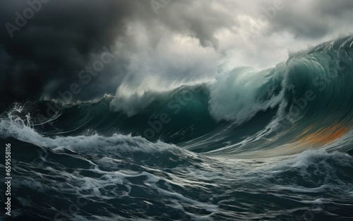 sea wave during storm in atlantic ocean photo