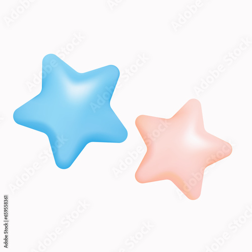 Pink and blue 3D stars vector illustration design.