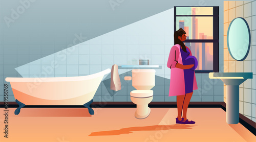 happy pregnant woman future mom hugging belly pregnancy motherhood expectation concept