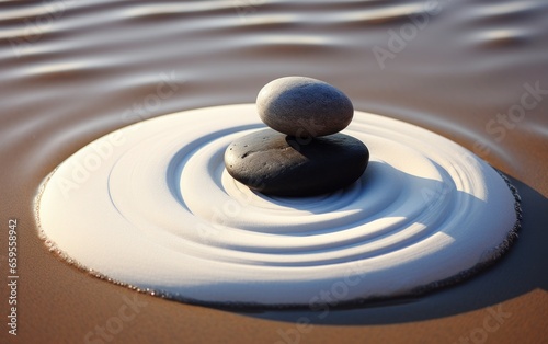 Yin Yang Motiv - Steine im Sand