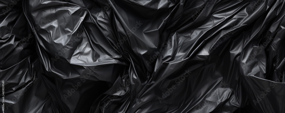 black crumpled plastic bag background