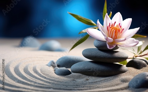 piasek, lilia i kamienie spa w ogrodzie zen