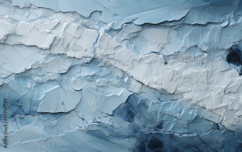 Aerial view of a glacier textures and crevasses