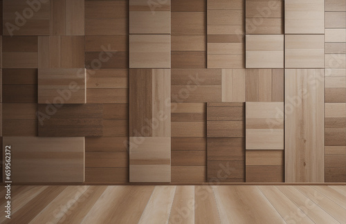 Timber, Wood Wall background with tiles. 3D, tile Wallpaper with Soft sheen, Square blocks © Nolan