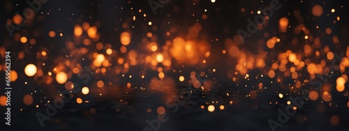 blurred sparks from fire in front of black backgound
