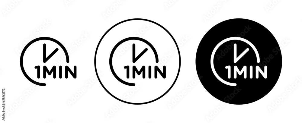 Cooking time Vector Icon Set. Meal cook time symbol in black filled and outlined style. - obrazy, fototapety, plakaty 