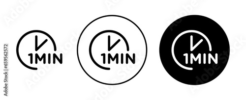 Cooking time Vector Icon Set. Meal cook time symbol in black filled and outlined style.