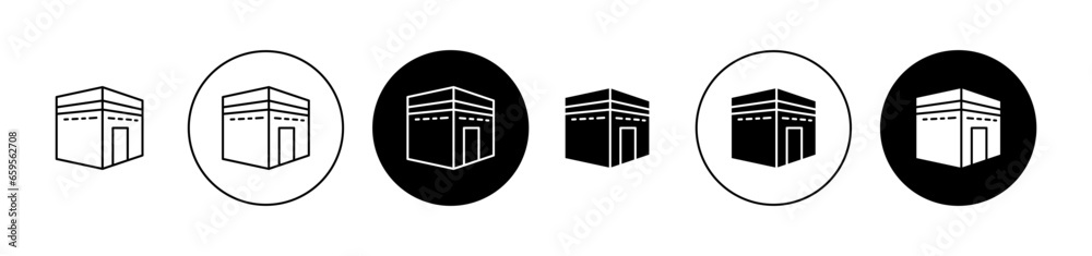 Kaaba icon set. Mecca or Haj vector symbol for UI designs. - obrazy, fototapety, plakaty 