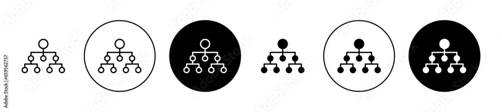Hierarchical structure icon set. Organizational tree sign in black color. - obrazy, fototapety, plakaty 