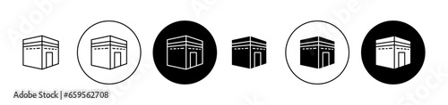 Kaaba icon set. Mecca or Haj vector symbol for UI designs.