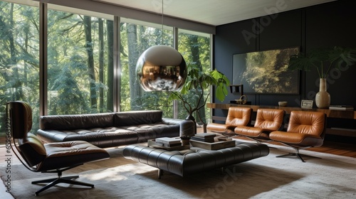 Embrace modernity in the living room with sleek leather furniture.
