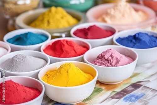 variety of colorful dough for pottery making