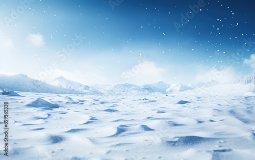 winter background with snow drifts in the foreground with copy space