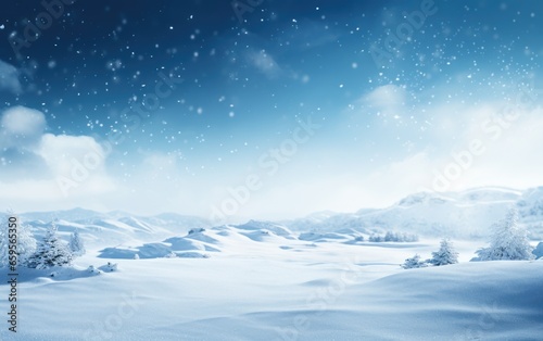 winter background with snow drifts in the foreground with copy space
