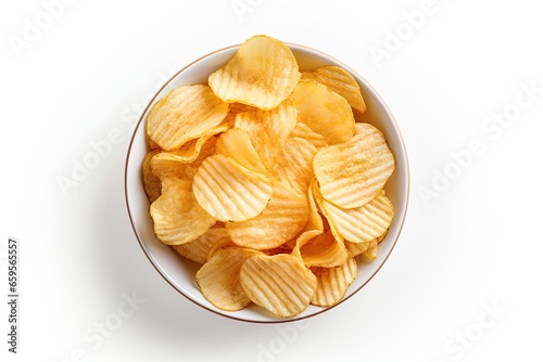 Potato Chips in a bowl. Ai generative