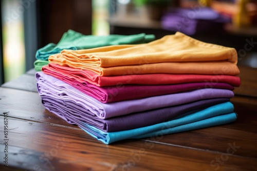 colourful cloth napkins unfolded on a table