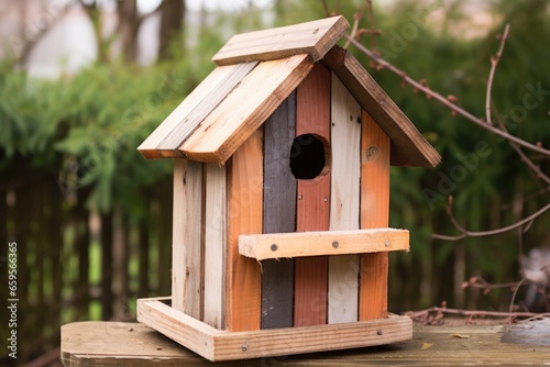 a diy birdhouse made from scrap wood
