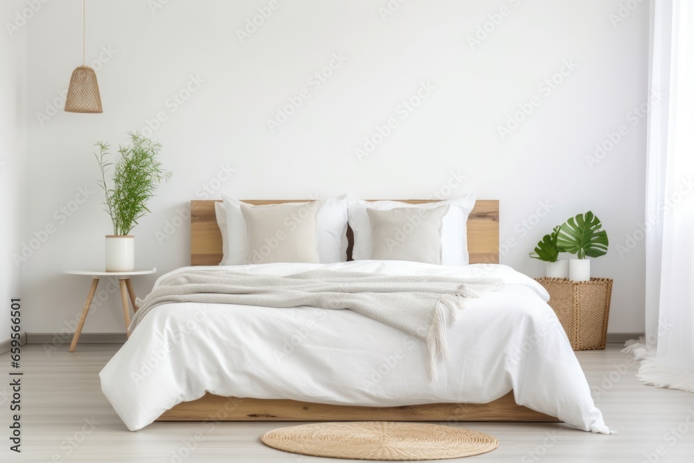 simple bedroom with white linens and pillows