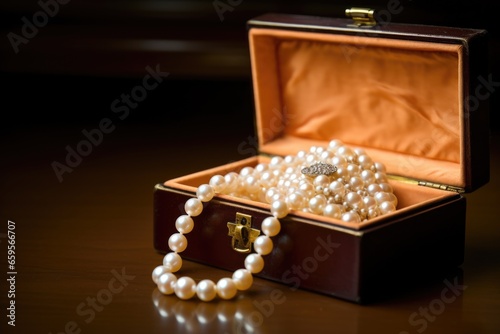 a pearl necklace in a velvet-lined box