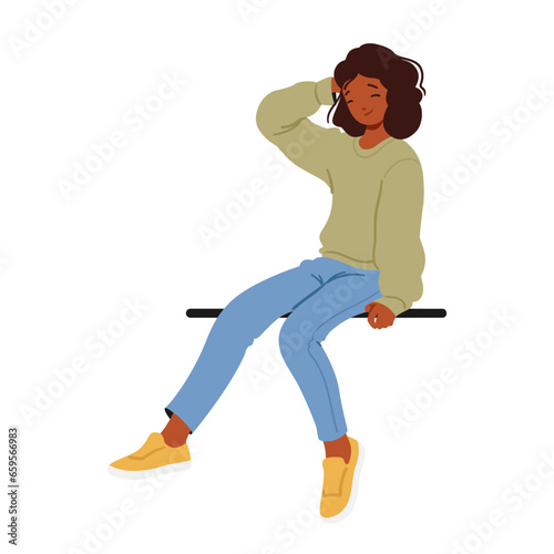 Cheerful Teenage Girl With A Radiant Smile Sits On A Parapet Or Bench, Exuding Youthful Exuberance And Positivity