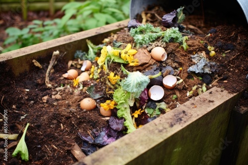 a compost bin filled with organic waste