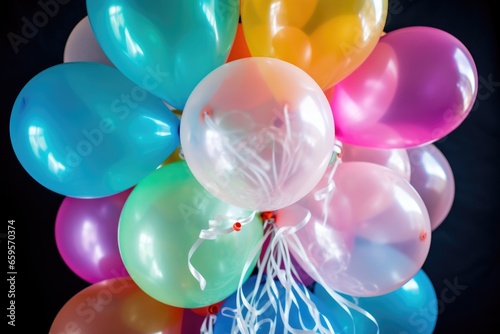 cluster of balloons tied together