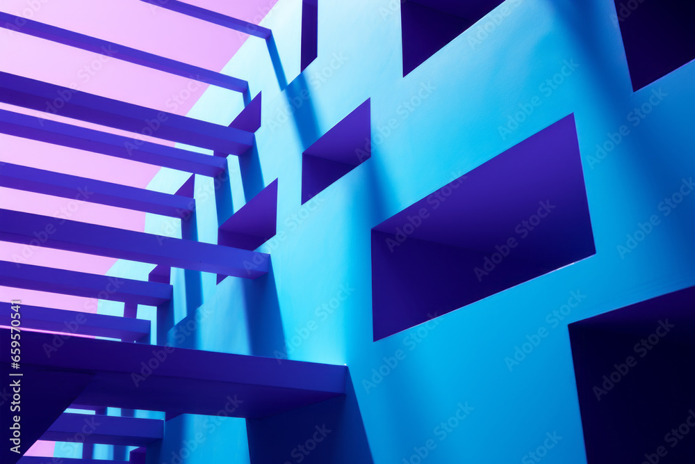 Abstract background in bold turquoise, purple and azure. Geometric shapes, waves. Abstract background in bold turquoise, purple and azure. Geometric shapes, waves.