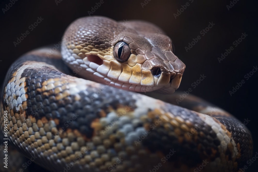 Fototapeta premium Phyton snake macro. Pet predator. Generate Ai