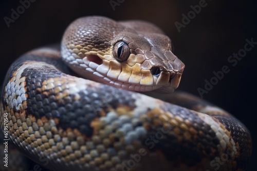 Phyton snake macro. Pet predator. Generate Ai