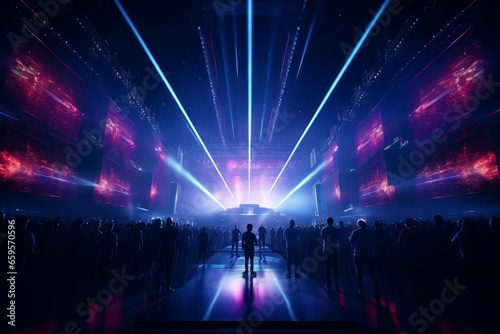 Music concert space lights show. Event live. Generate Ai