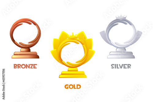 Award figurine icons. Vector objects for 2D games
