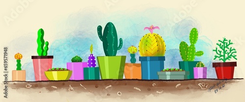 Drawing a picture of my cactus garden