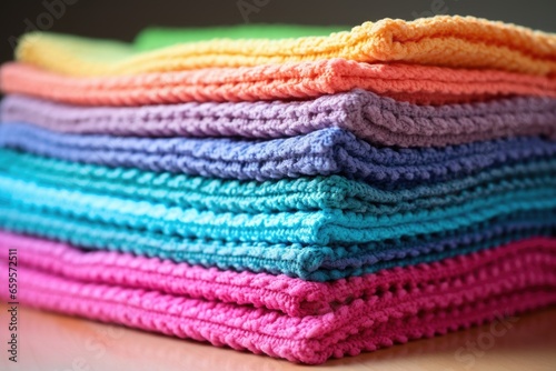 cascade of colorful washable cleaning cloths